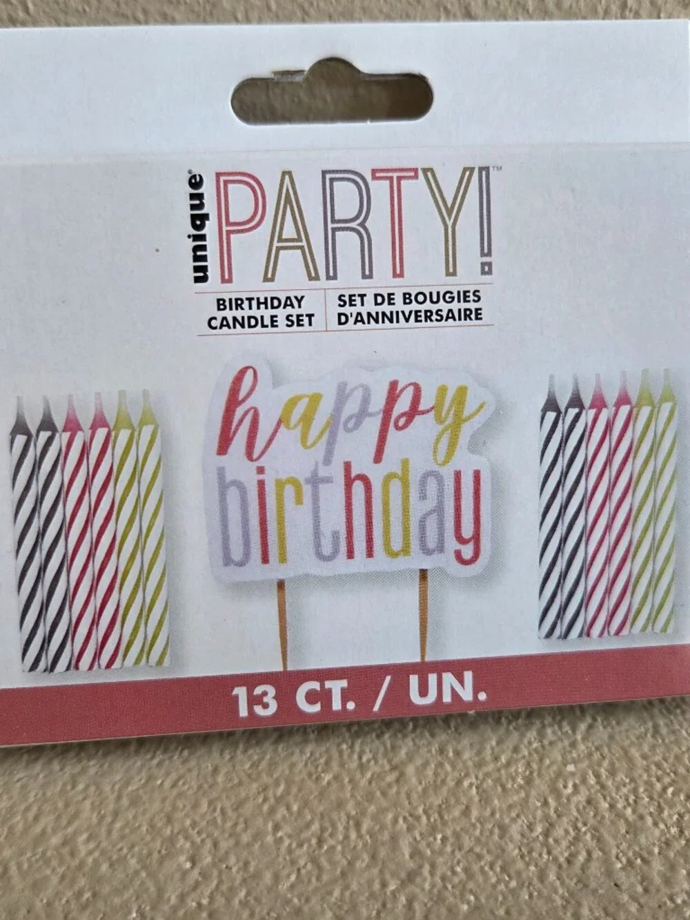 2 Boxes of Unique Happy Birthday 13Ct Striped Candles Set